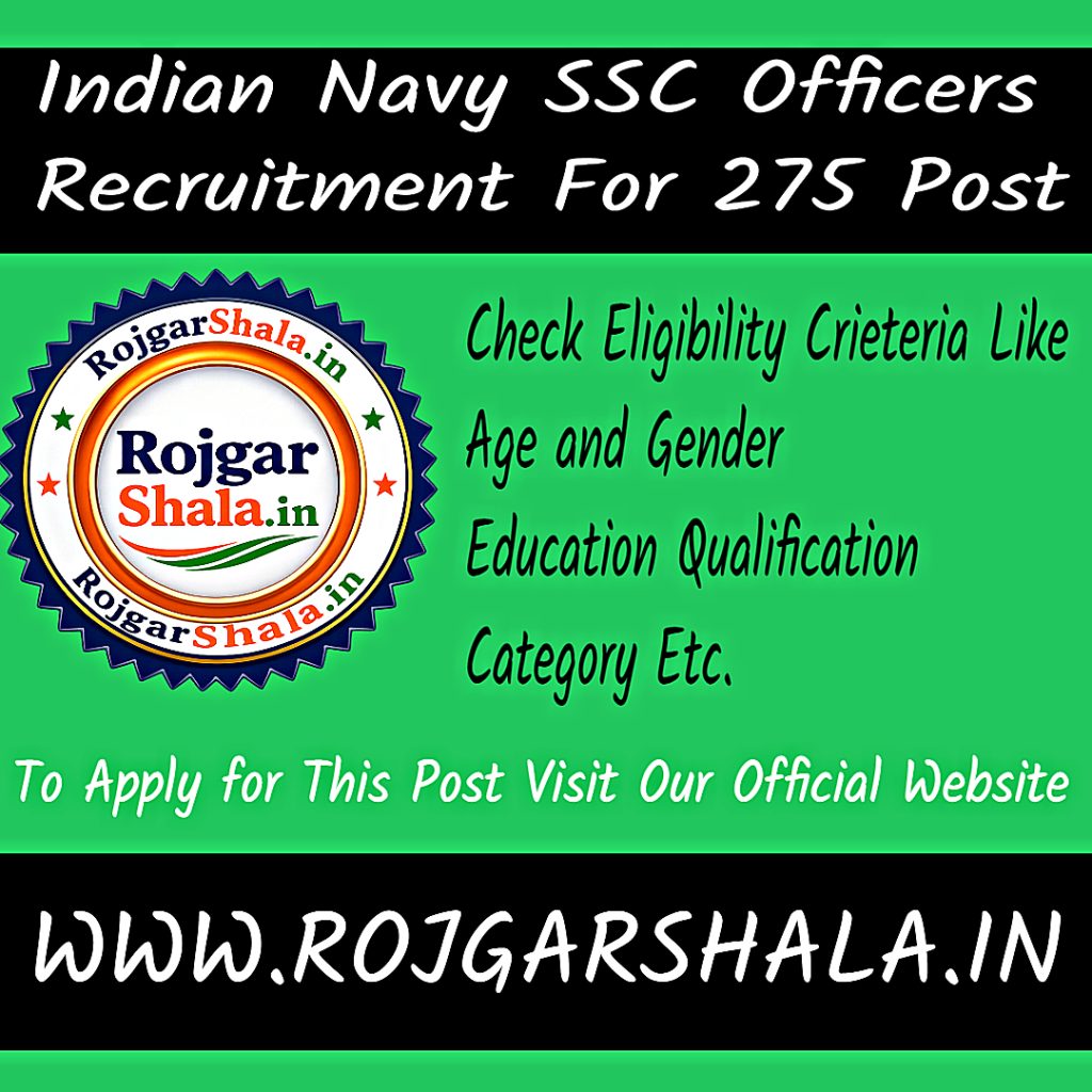 Indian Navy SSC Recruitment 2026 for 275 Apply Now
